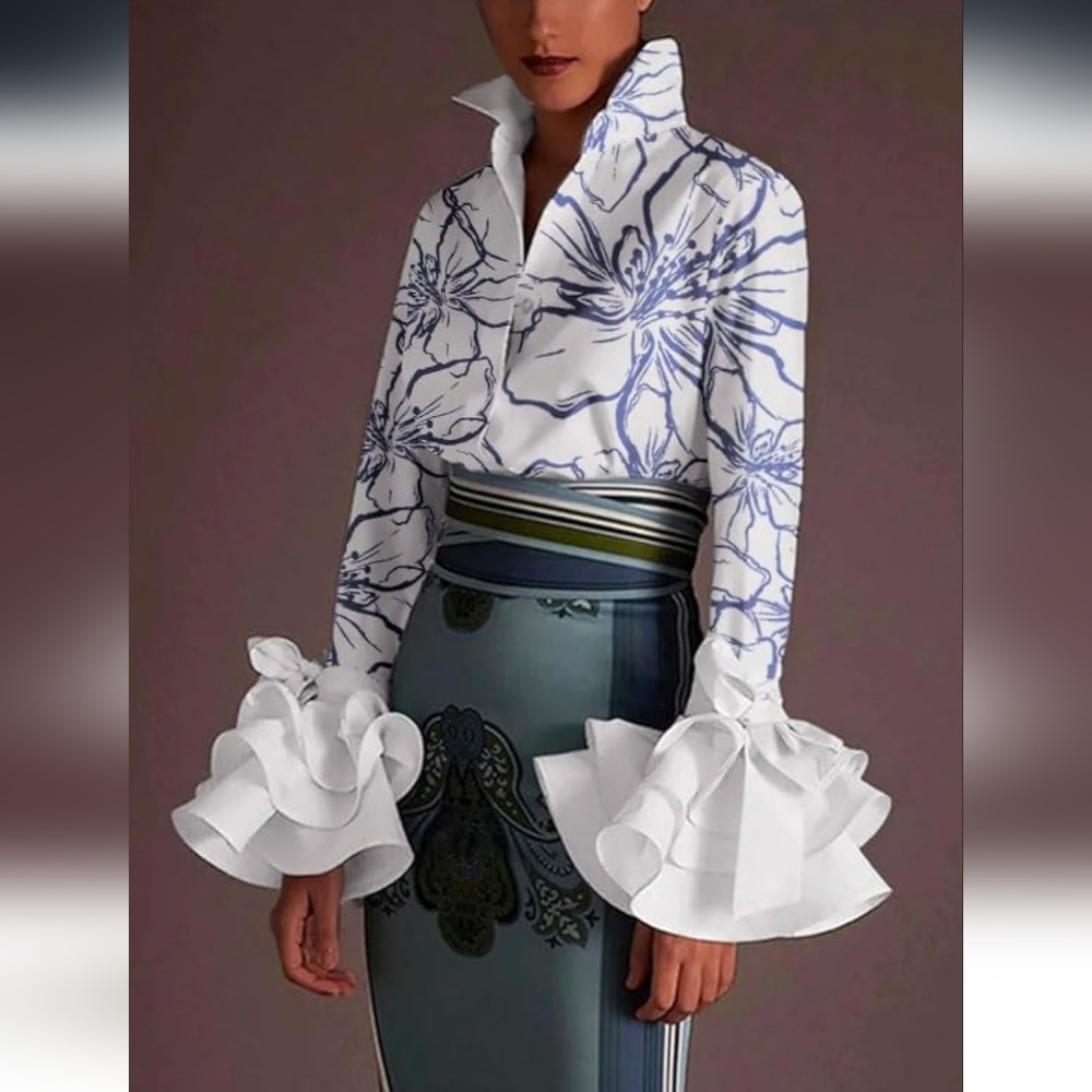 Floral White and Purple Women's Top